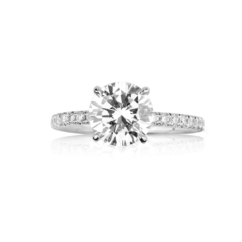 Cathedral pave deals diamond ring
